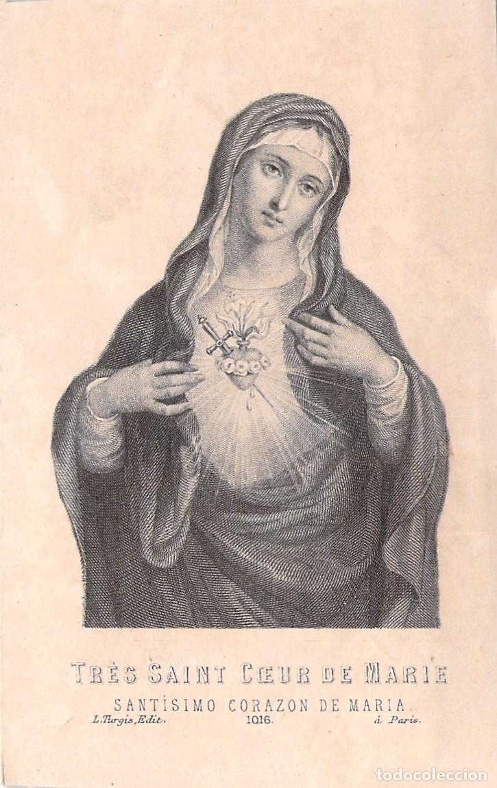 Postales: Estampa Religiosa Sant&iacute;simo Coraz&oacute;n de Mar&iacute;a - L. Turgis Par&iacute;s