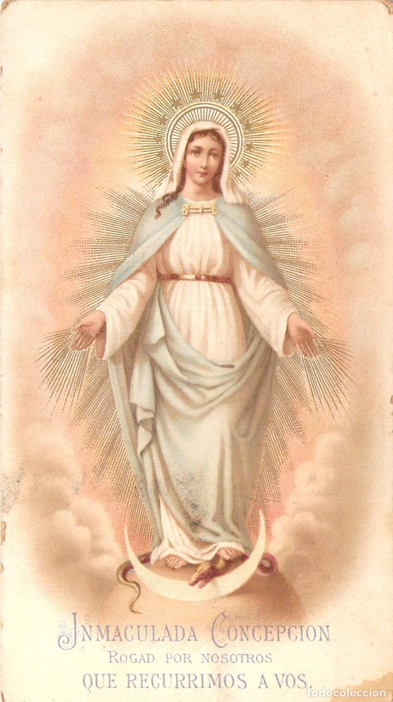 Postales: Estampa Religiosa de la Inmaculada Concepci&oacute;n con Oraci&oacute;n de San Bernardo