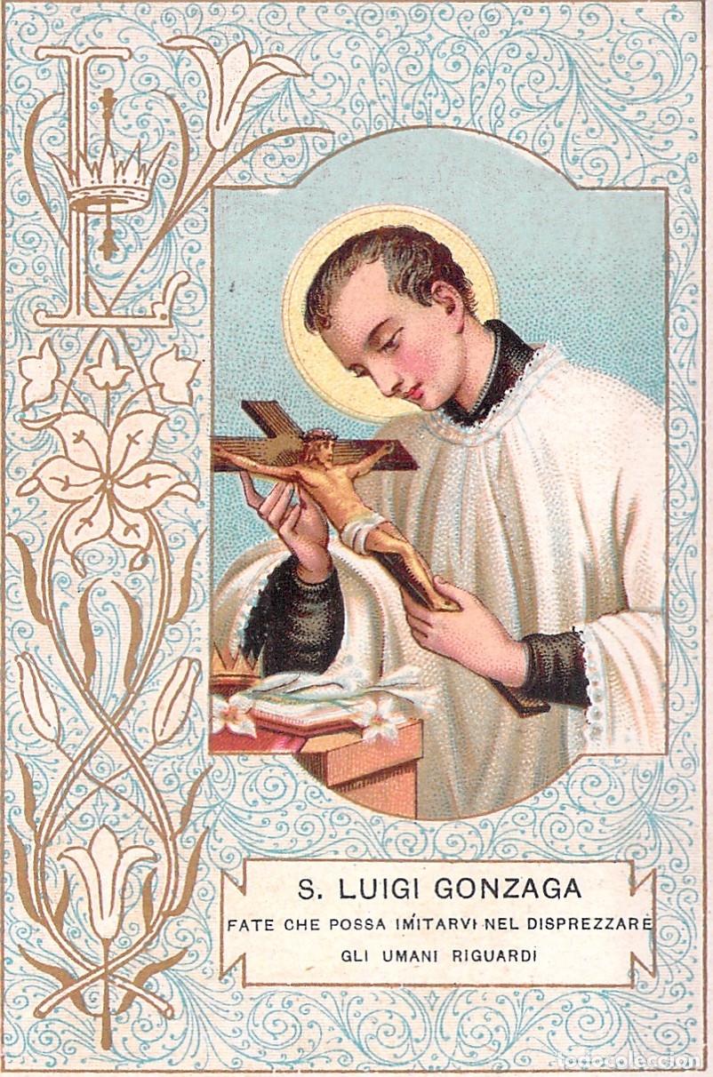 Postcards: Estampa Religiosa de San Luis Gonzaga con Detalles Dorados