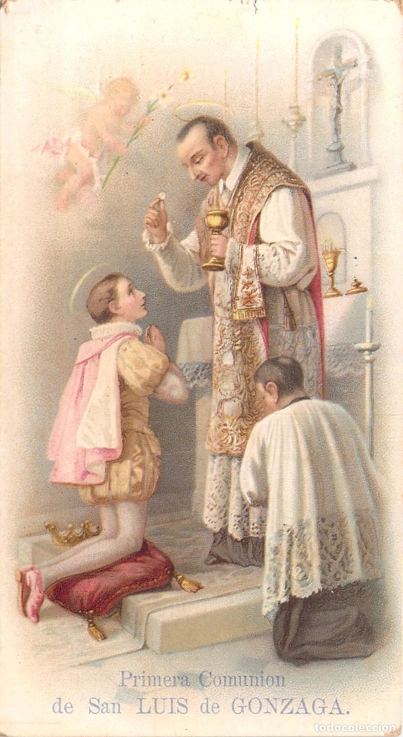 Postais: Estampa Estampa Religiosa de Primera Comuni&oacute;n San Luis de Gonzaga