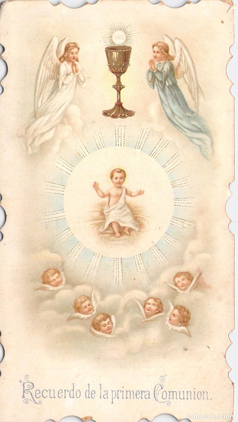 Cartes Postales: Estampa Recuerdo de Primera Comuni&oacute;n &Aacute;ngeles y Querubines