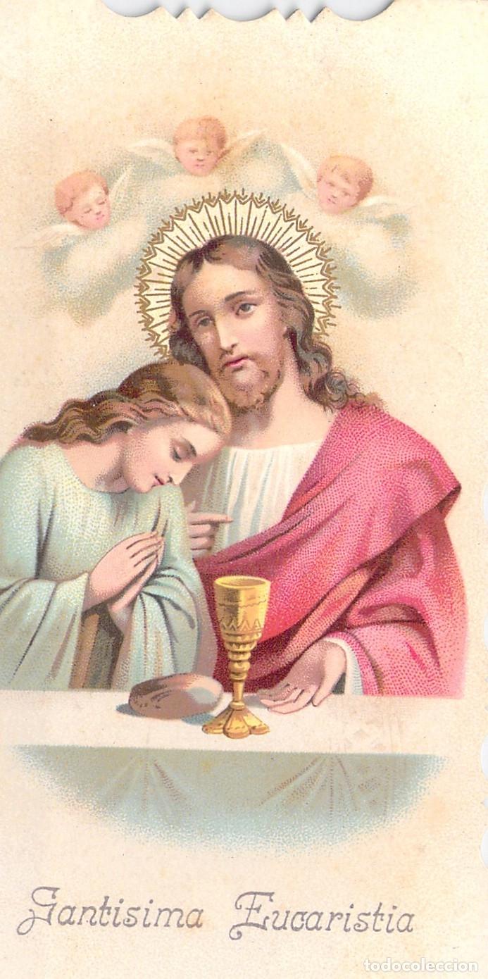 Cartes Postales: Estampa de Recuerdo de Primera Comuni&oacute;n Sant&iacute;sima Eucarist&iacute;a Barcelona