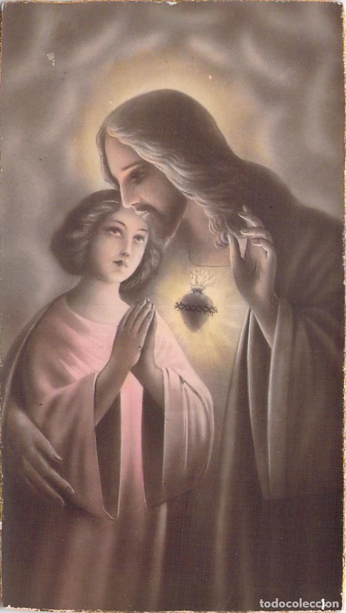Cartes Postales: Estampa Recordatorio de Primera Comuni&oacute;n Sagrado Coraz&oacute;n de Jes&uacute;s