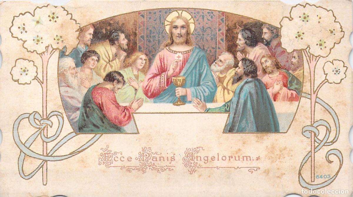 Cartes Postales: Estampa de Primera Comuni&oacute;n de Barcelona con la &Uacute;ltima Cena