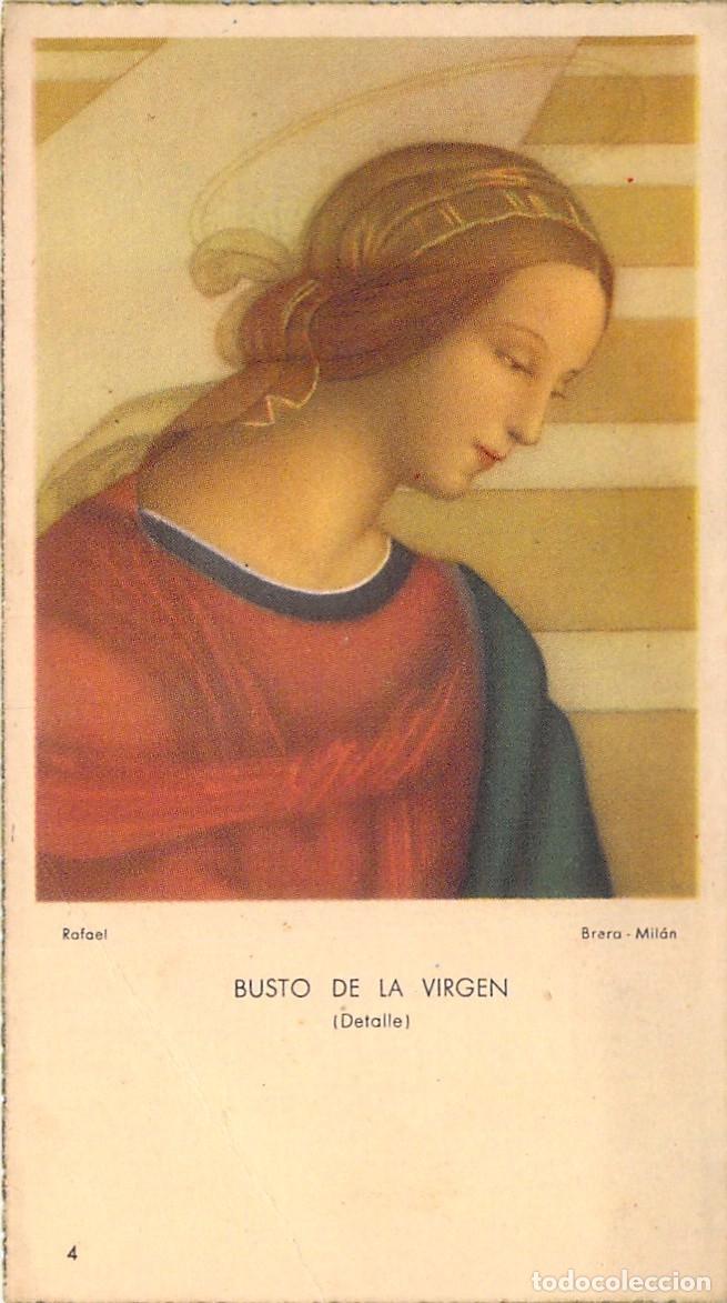 Cartes Postales: Estampa Religiosa de Primera Comuni&oacute;n Barcelona Busto de la Virgen Rafael