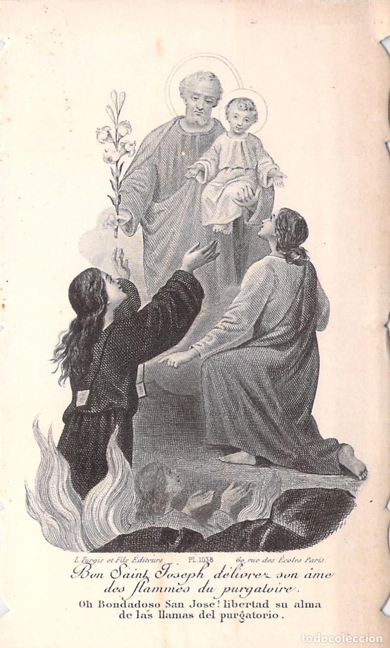 Postales: Estampa Religiosa de San Jos&eacute; y las Almas del Purgatorio L. Turgis