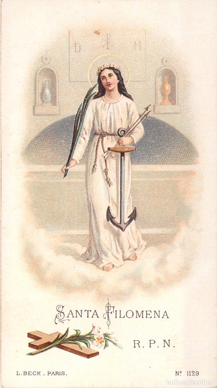 Postales: Estampa Estampa Religiosa de Santa Filomena con Oraci&oacute;n L. Beck Par&iacute;s