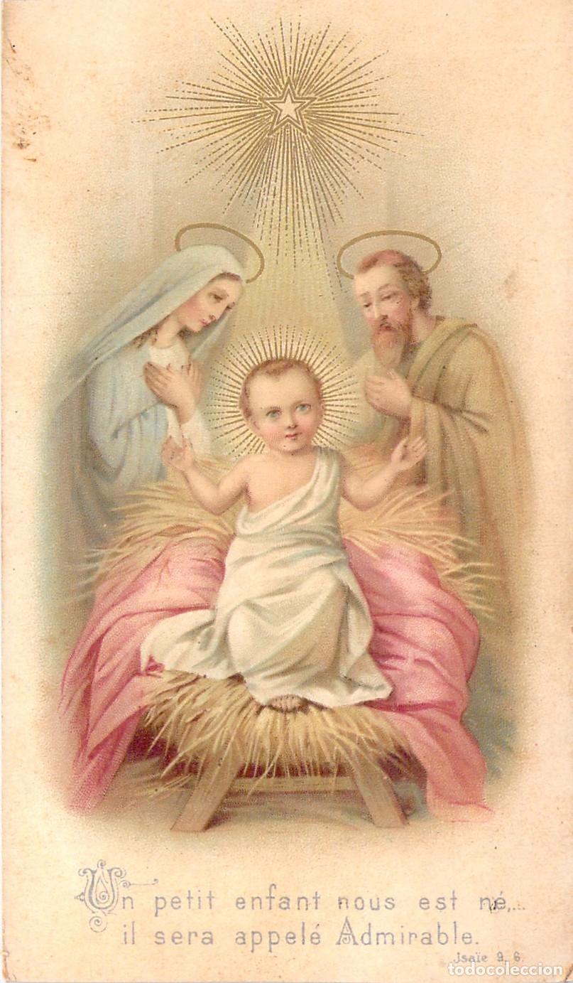 Postales: Estampa Antigua de la Sagrada Familia y el Ni&ntilde;o Jes&uacute;s en el Pesebre
