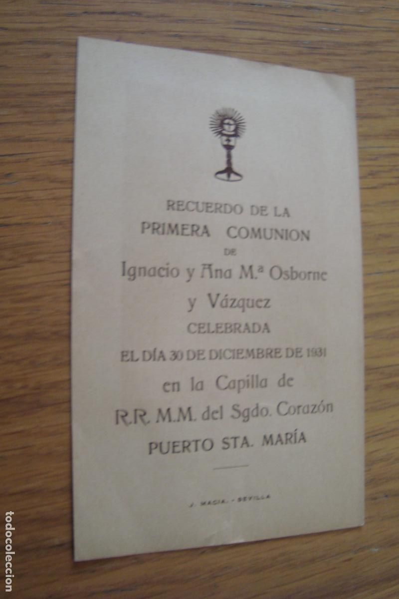 Postales: RECUERDO PRIMERA COMUNION IGNACIO Y ANA MARIA OSBORNE VAZQUEZ. PUERTO SANTA MARIA 1931