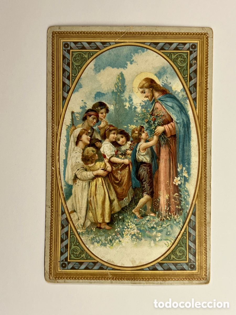 Postcards: DEJAD QUE LOS NI&Ntilde;OS SE ACERQUEN A MI. POSTAL RELIGIOSA DE CORTE MODERNISTA