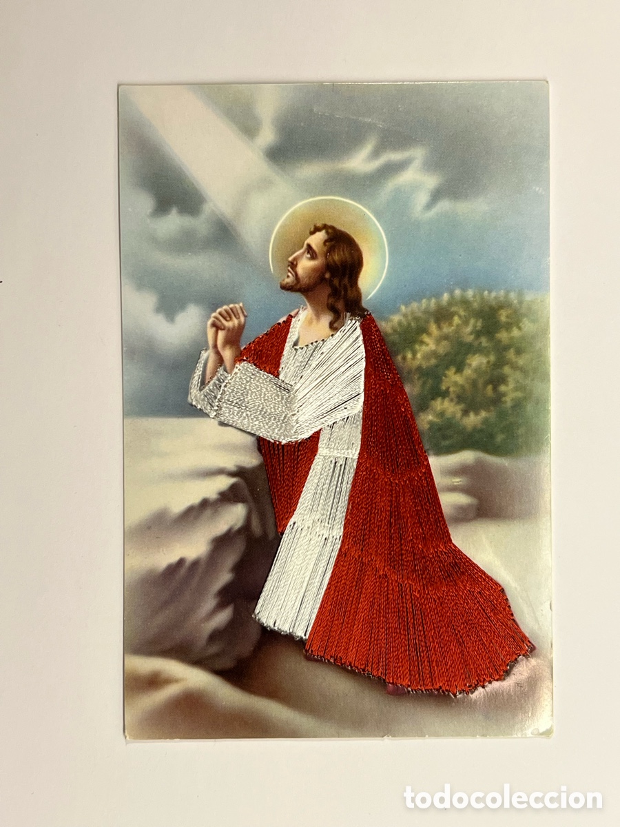 Postkarten: JES&Uacute;S EN LA ORACI&Oacute;N DEL HUERTO. Postal Bordada. Edita Romarli, Zaragoza