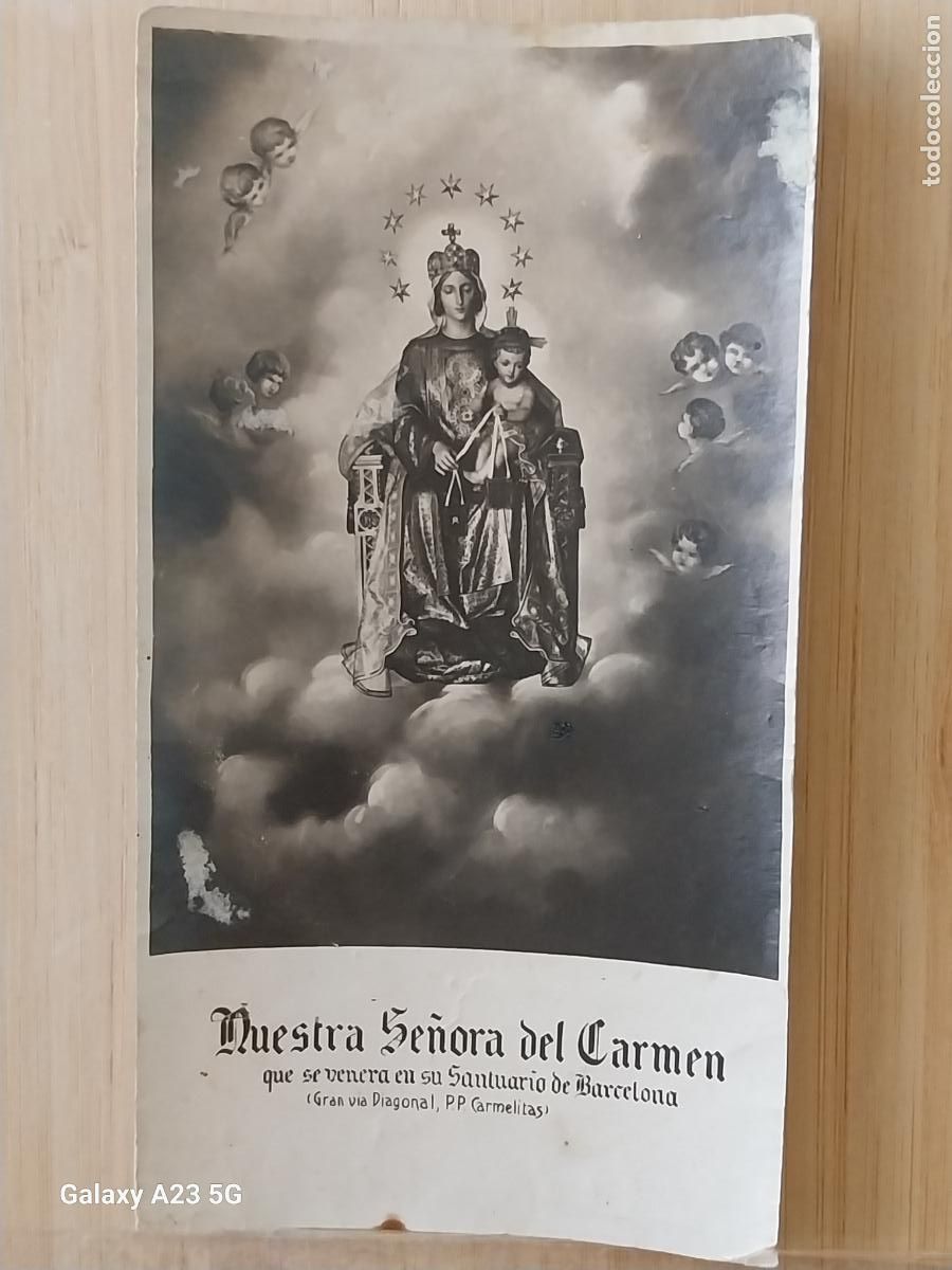 Postales: VIRGEN CARMEN NTRA SRA ESTAMPA RECORDATORIO ANTIGUO ORIGINAL 12X6.5CMS