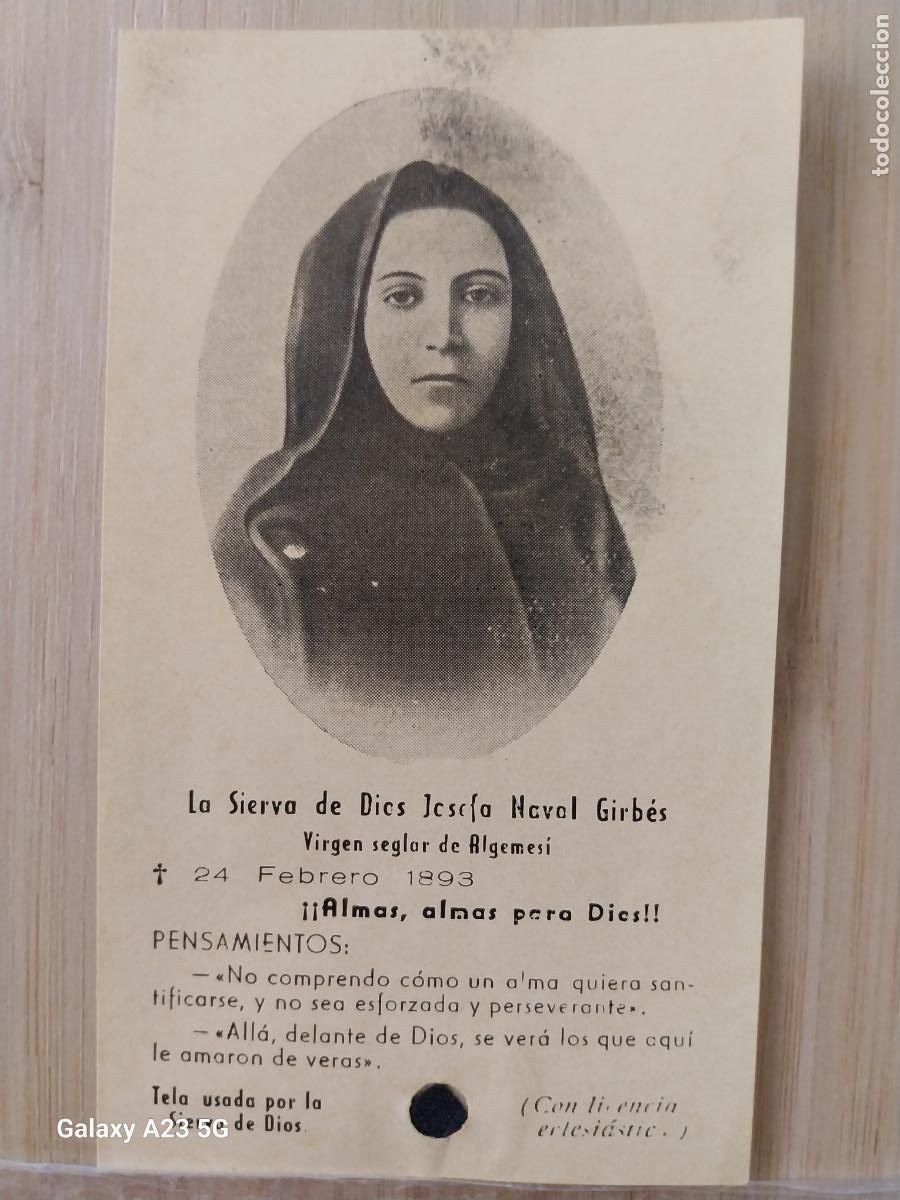Postcards: RELIQUIA ESTAMPA JOSEFA NAVAL GIRB&Eacute;S VIRGEN SEGLAR ALGEMESI ORGINAL ANTIGUA 10.5X6CMS