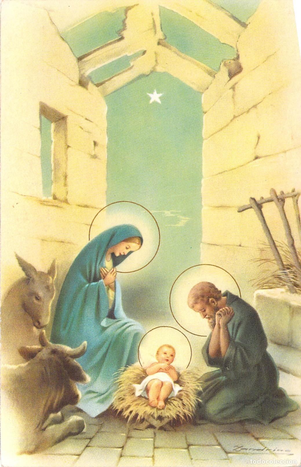 Postales: Postal de Navidad con Sagrada Familia y Nacimiento de Jes&uacute;s