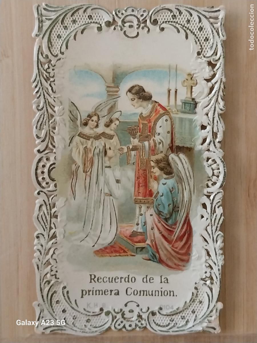 Postales: 1913 RECORDATORIO SAN GERVASIO PARROQUIA BONANOVA COMUNION 11.5X6CMS PUNTILLA MARAVILLOSO