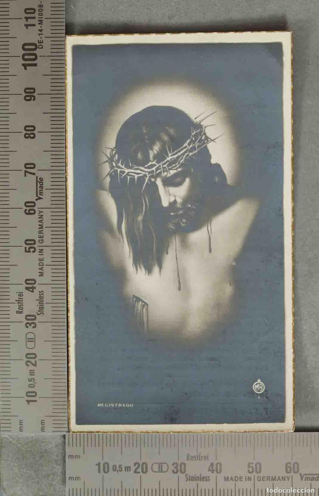 Postales: ESQUELA. Jesucristo con corona de espinas - TENIENTE CORONEL MEDICO DE SANIDAD MILITAR. 1947