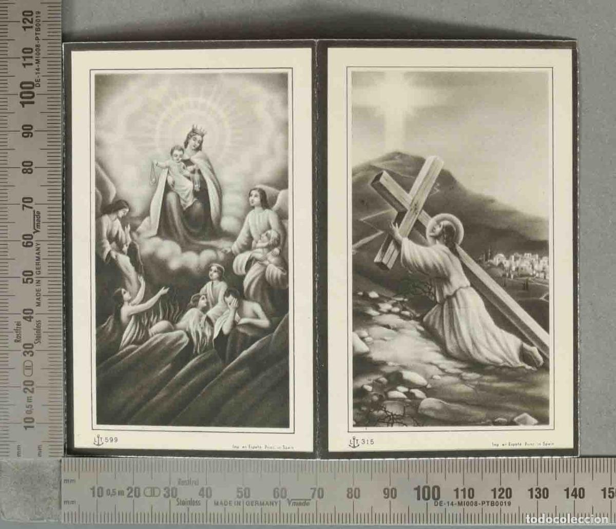 Postales: ESQUELA DIPTICO. Virgen Mar&iacute;a con el Ni&ntilde;o Jes&uacute;s MUJER AVILA 1945