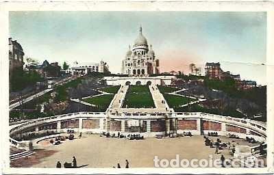 Postales: Francia y Par&iacute;s, Bas&iacute;lica del Sagrado Coraz&oacute;n de Montmartre, Caldas da Rainha Portugal 1950 (923)