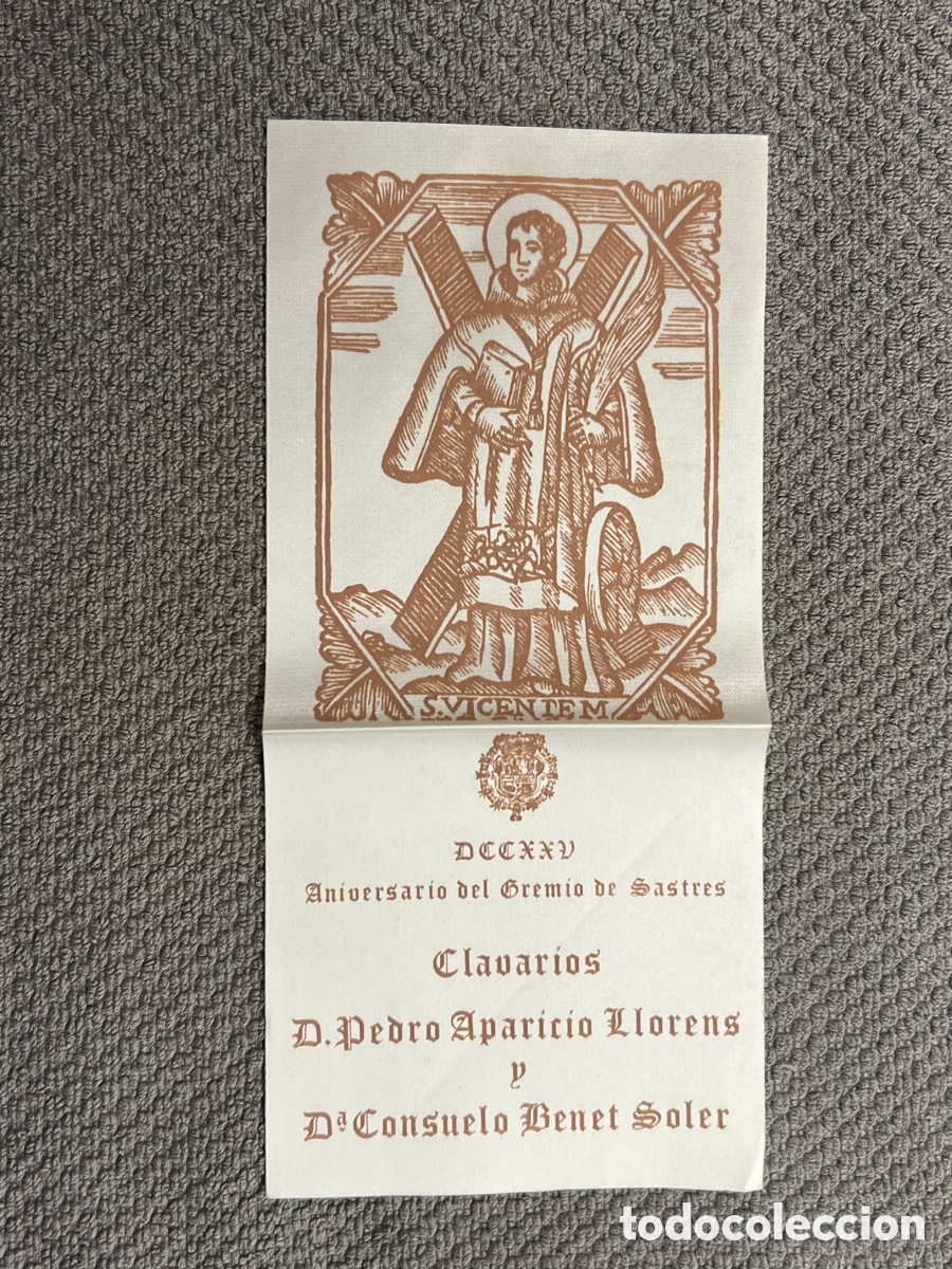 Postkarten: SAN VICENTE MARTIR. Hermosa estampaci&oacute;n en Seda.. DCCXXV. Aniversario del Gremio de Sastres