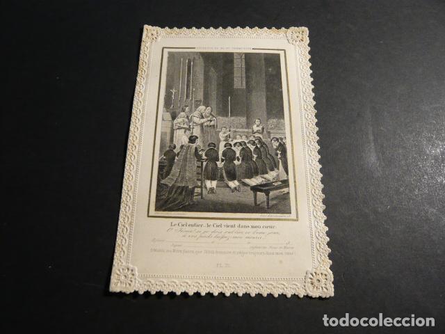 Cartes Postales: COMUNIONES ANTIGUA ESTAMPA CALADA PUNTILLA SIGLO XIX