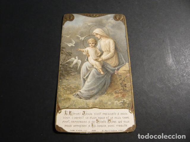 Postcards: VIRGEN MARIA CON NI&Ntilde;O JESUS ANTIGUA ESTAMPA CROMOLITOGRAFICA
