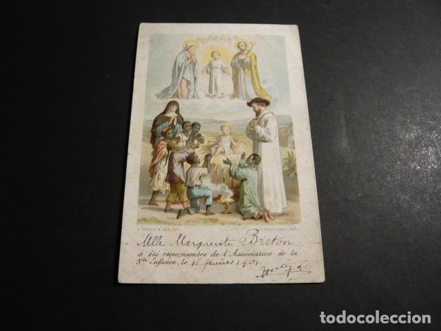 Cartoline: OBRA DE LA SANTA INFANCIA ANTIGUA ESTAMPA CROMOLITOGRAFICA
