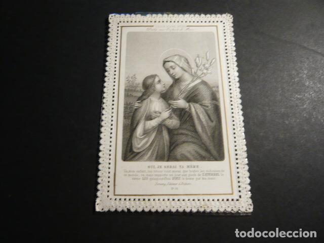 Cartoline: VIRGEN MARIA ANTIGUA ESTAMPA CALADA PUNTILLA CANIVET SIGLO XIX