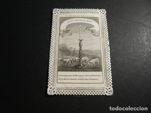 Cartoline: VELA DE SAN FRANCISCO DE SALES ANTIGUA ESTAMPA CALADA PUNTILLA CANIVET SIGLO XIX