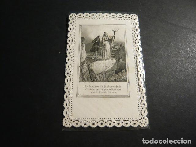 Cartoline: LA ORACION ANTIGUA ESTAMPA CALADA PUNTILLA CANIVET SIGLO XIX