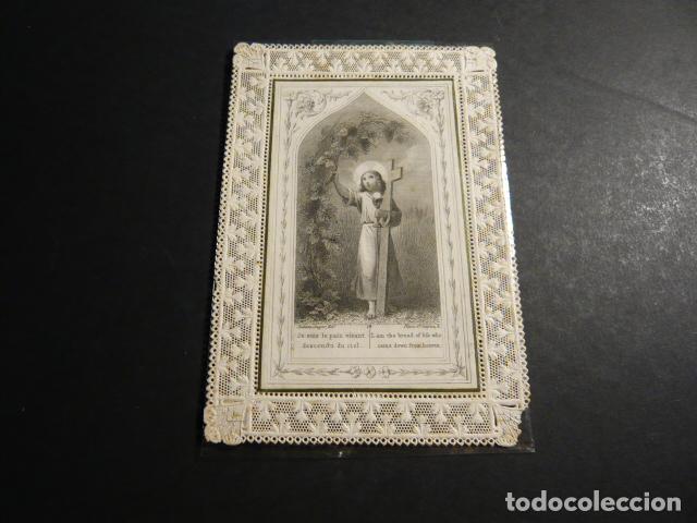 Cartoline: NI&Ntilde;O JESUS ANTIGUA ESTAMPA CALADA PUNTILLA CANIVET SIGLO XIX