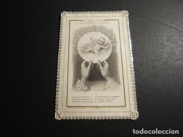 Cartoline: NI&Ntilde;O JESUS ANTIGUA ESTAMPA CALADA PUNTILLA CANIVET SIGLO XIX