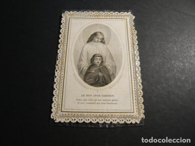 Postcards: EL ANGEL DE LA GUARDA ANTIGUA ESTAMPA CALADA PUNTILLA CANIVET SIGLO XIX