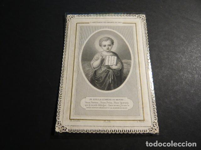 Cartoline: NI&Ntilde;O JESUS ANTIGUA ESTAMPA CALADA PUNTILLA CANIVET SIGLO XIX