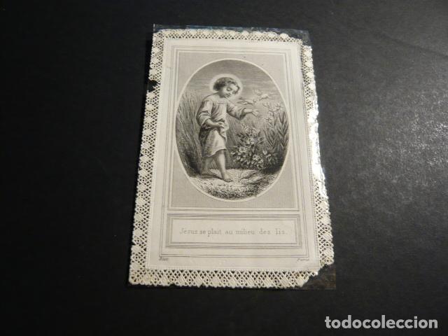 Cartoline: NI&Ntilde;O JESUS ANTIGUA ESTAMPA CALADA PUNTILLA CANIVET SIGLO XIX