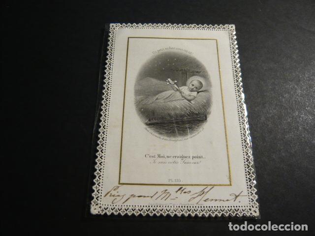 Postkarten: NI&Ntilde;O JESUS ANTIGUA ESTAMPA CALADA PUNTILLA CANIVET SIGLO XIX