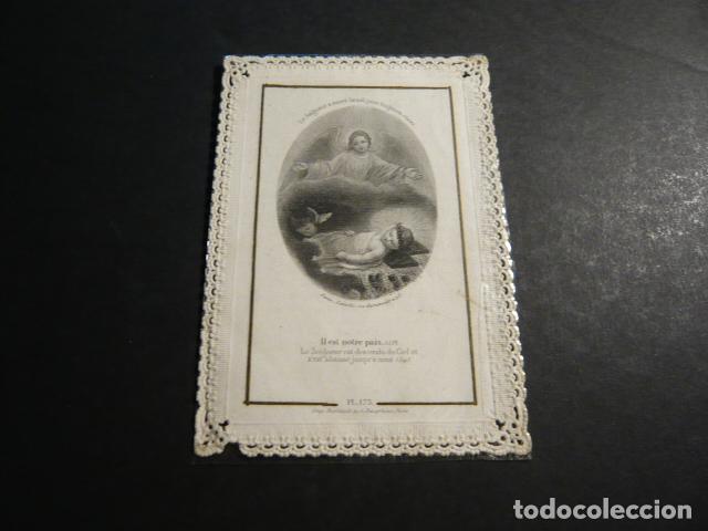 Cartoline: NI&Ntilde;O JESUS ANTIGUA ESTAMPA CALADA PUNTILLA CANIVET SIGLO XIX