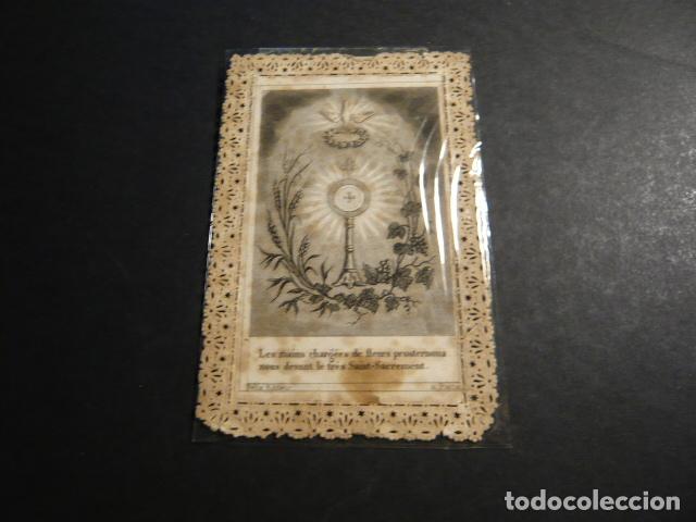 Postkarten: CUSTODIA ANTIGUA ESTAMPA CALADA PUNTILLA CANIVET SIGLO XIX