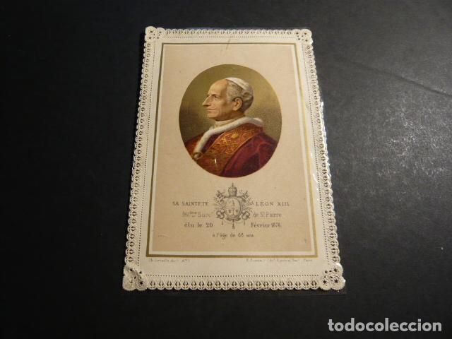 Postais: PAPA LEON XIII ANTIGUA ESTAMPA CALADA PUNTILLA CANIVET SIGLO XIX