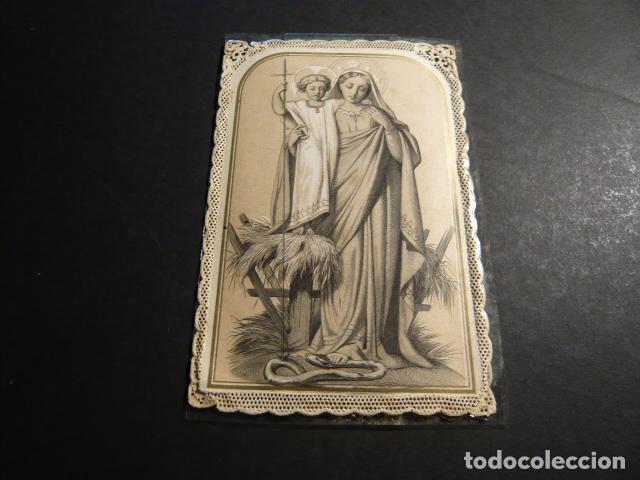 Postais: VIRGEN MARIA Y NI&Ntilde;O JESUS ANTIGUA ESTAMPA CALADA PUNTILLA CANIVET SIGLO XIX