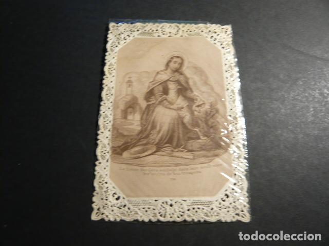 Postales: DIVINA PASTORA ANTIGUA ESTAMPA CALADA PUNTILLA CANIVET SIGLO XIX