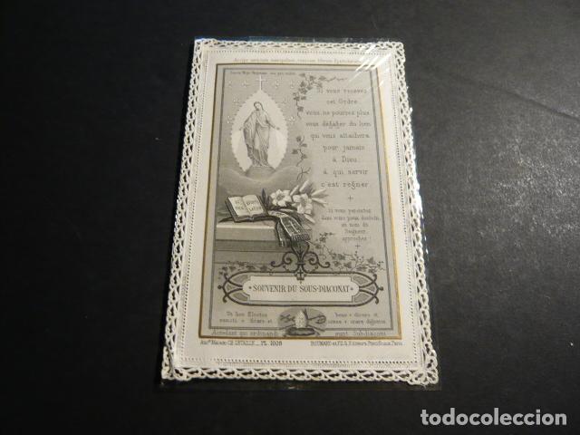 Postais: RECUERDO DE DIACONO ANTIGUA ESTAMPA CALADA PUNTILLA CANIVET SIGLO XIX