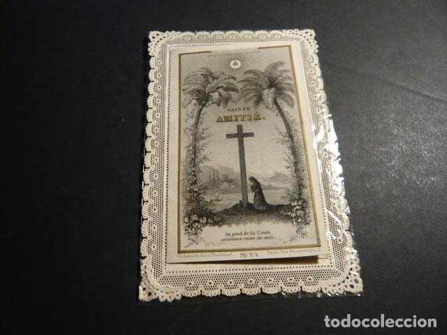 Postales: PRACTICAS CRISTIANAS ANTIGUA ESTAMPA DESPLEGABLE CALADA PUNTILLA CANIVET SIGLO XIX