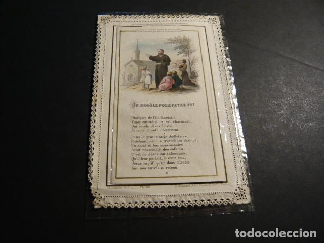 Postkarten: MODELO PARA NUESTRA FE ANTIGUA ESTAMPA DESPLEGABLE CALADA PUNTILLA CANIVET SIGLO XIX