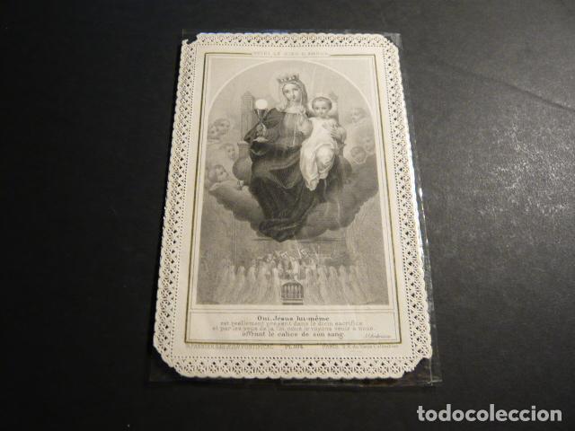 Cartoline: AQUI EL DIOS DEL AMOR ANTIGUA ESTAMPA CALADA PUNTILLA CANIVET SIGLO XIX