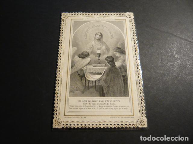 Cartoline: AMOR A NUESTRA MADRE ANTIGUA ESTAMPA CALADA PUNTILLA CANIVET SIGLO XIX