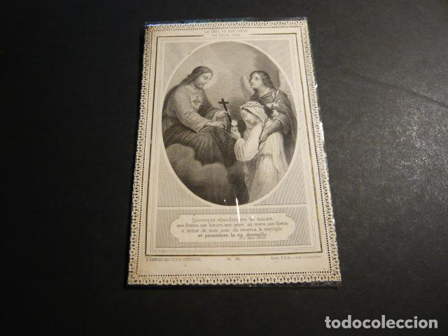 Cartoline: EL DIOS DE MI CORAZON ANTIGUA ESTAMPA CALADA PUNTILLA CANIVET SIGLO XIX