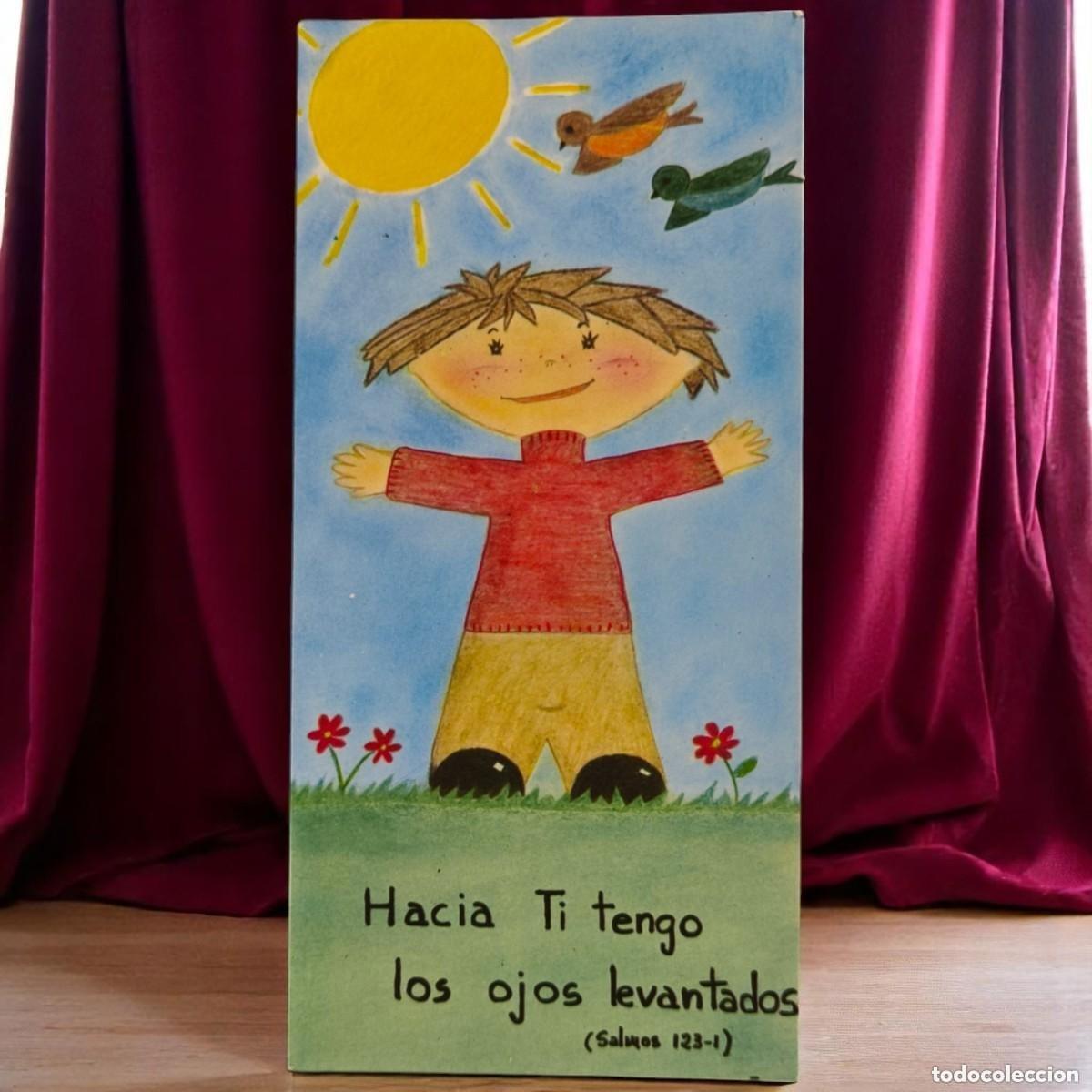 Postcards: Antigua Estampa Religiosa Infantil &ndash; &ldquo;Hacia Ti Tengo Los Ojos Levantados&rdquo; (Salmo 123,1)