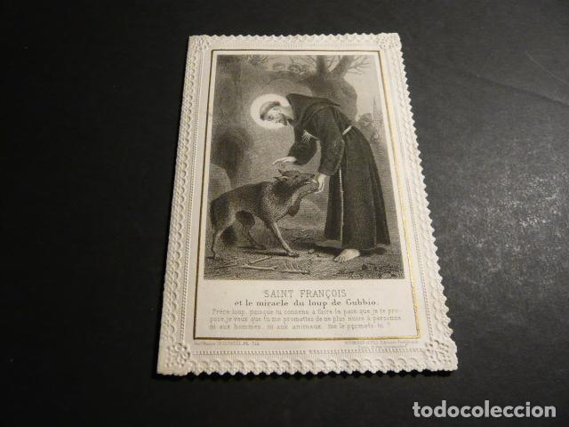 Postcards: SAN FRANCISCO DE ASIS ANTIGUA ESTAMPA CALADA PUNTILLA CANIVET SIGLO XIX