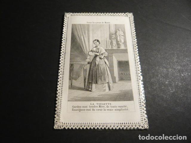 Cartes Postales: JOVEN CRISTIANA ANTIGUA ESTAMPA CALADA PUNTILLA CANIVET SIGLO XIX