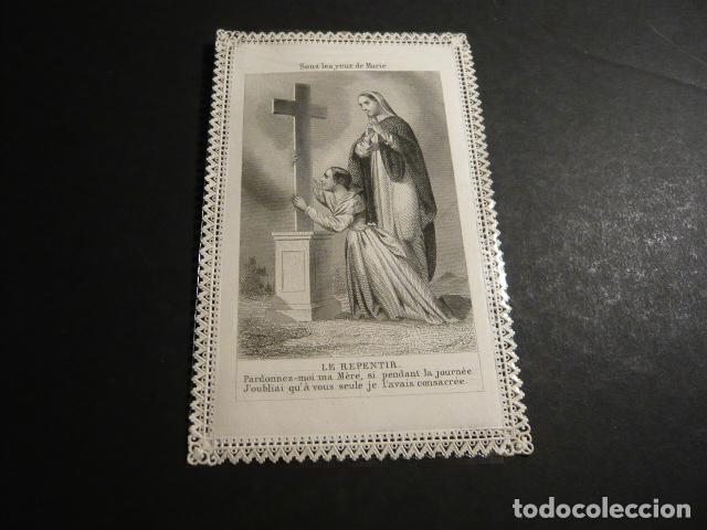 Postcards: JOVEN CRISTIANA ANTIGUA ESTAMPA CALADA PUNTILLA CANIVET SIGLO XIX